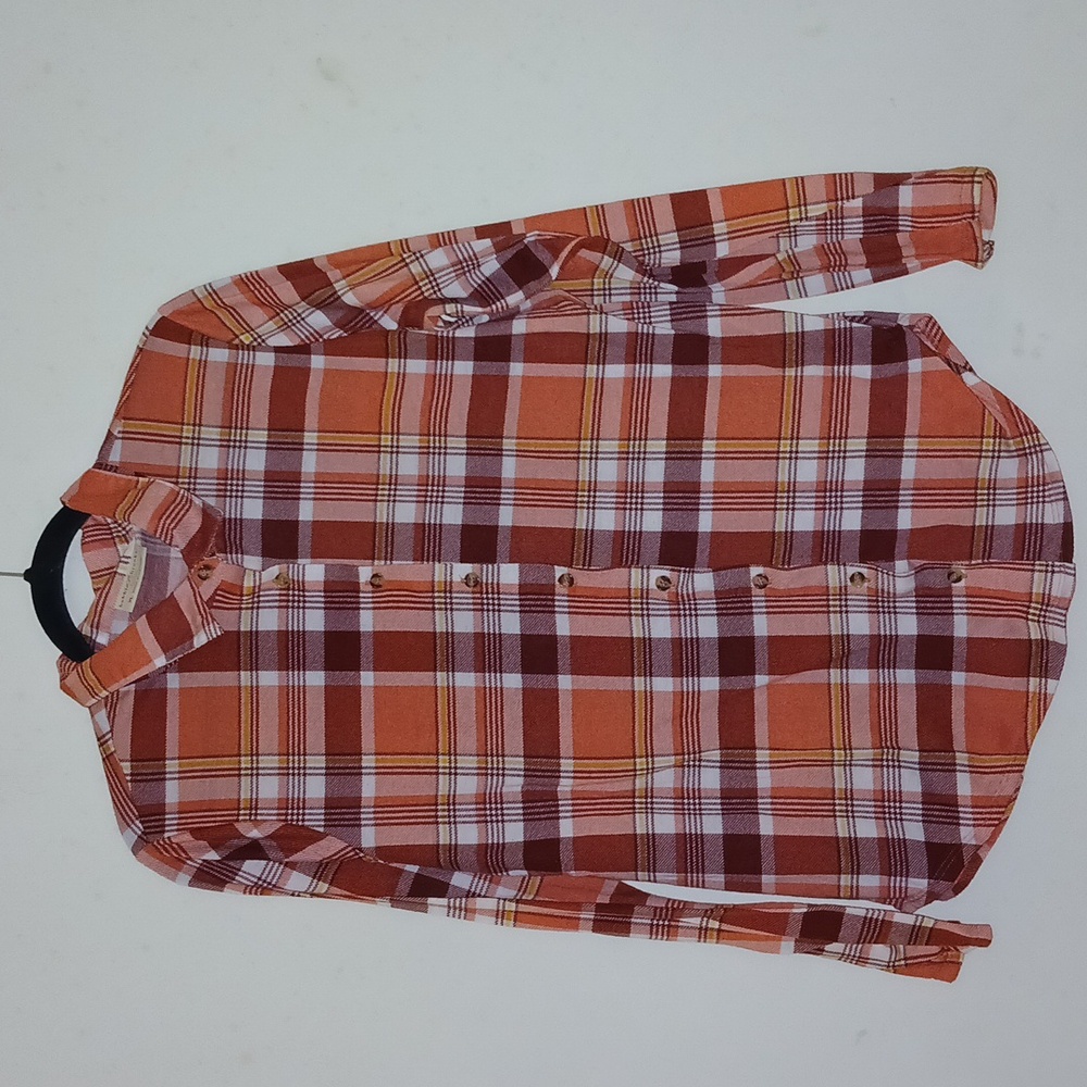 Bobbie Brooks Ladies' XL Plaid Button‎ Down Ruched Sleeve Shirt